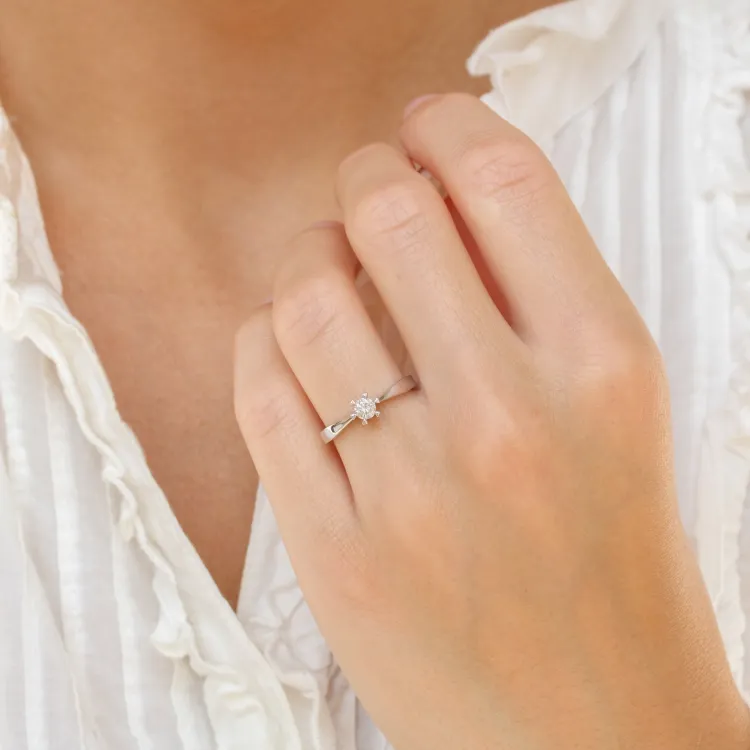 0,20 ct solitaire ring in 14 karaat witgoud 0,20 ct