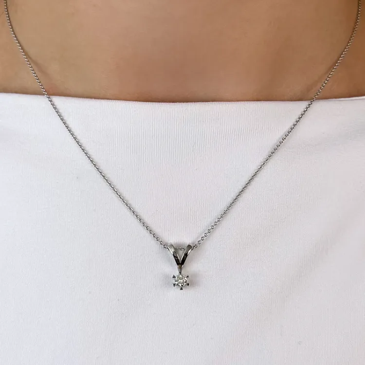 campagne - diamant hanger in 14 caraat witgoud 0,20 ct