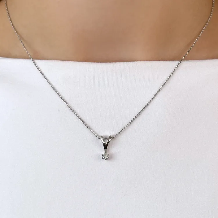campagne - diamant hanger in 14 caraat witgoud 0,10 ct