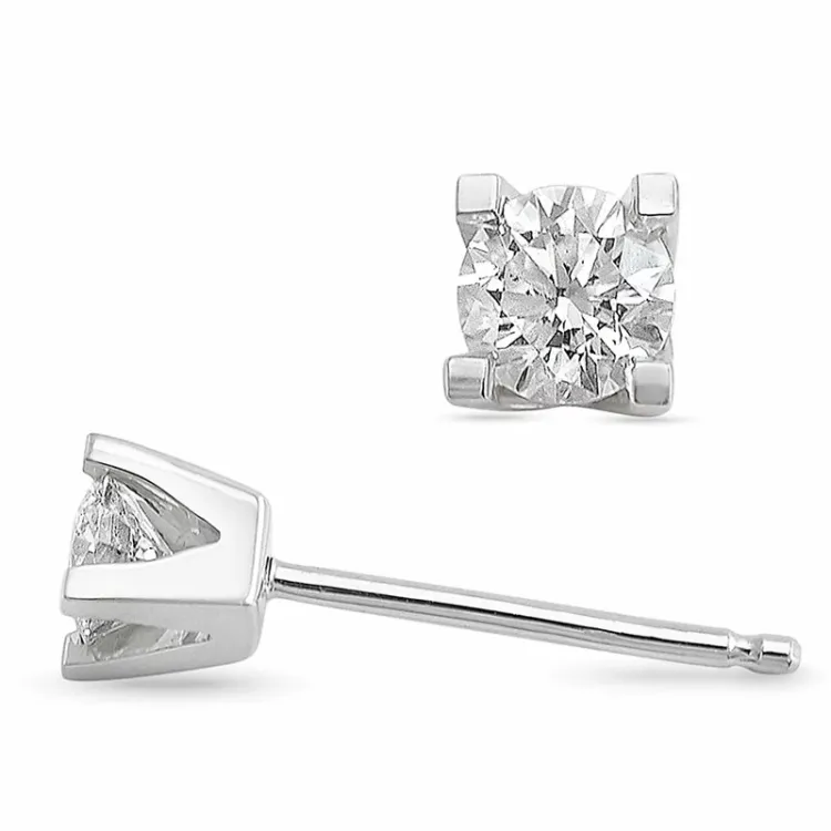 2 x 0,40 ct lab grown diamant solitaire oorbel in 14 karaat witgoud met lab grown diamant 