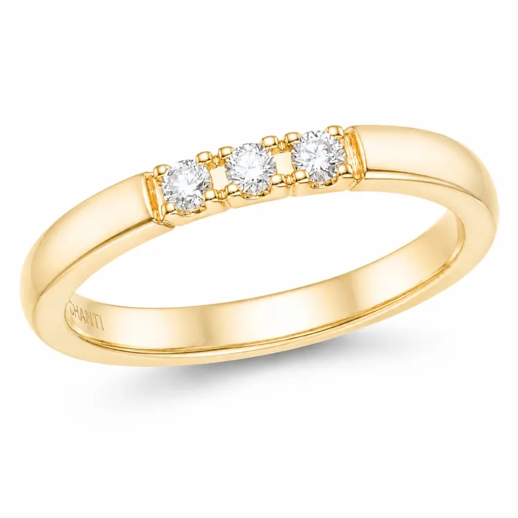 3 x 0,03 ct diamant ring in 14 karaat goud 0,09 ct