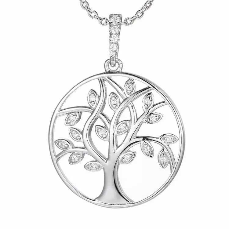 Boom van het leven ketting in zilver met hanger in zilver