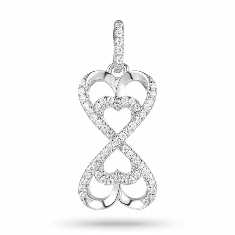 Dubbel hart zirkoon hanger in zilver