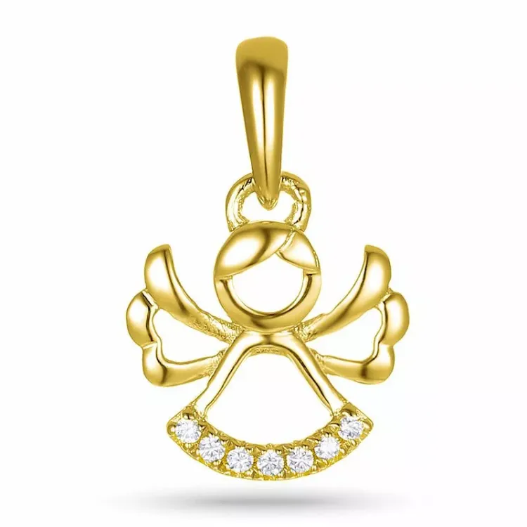 engel zirkoon hanger in verguld sterlingzilver