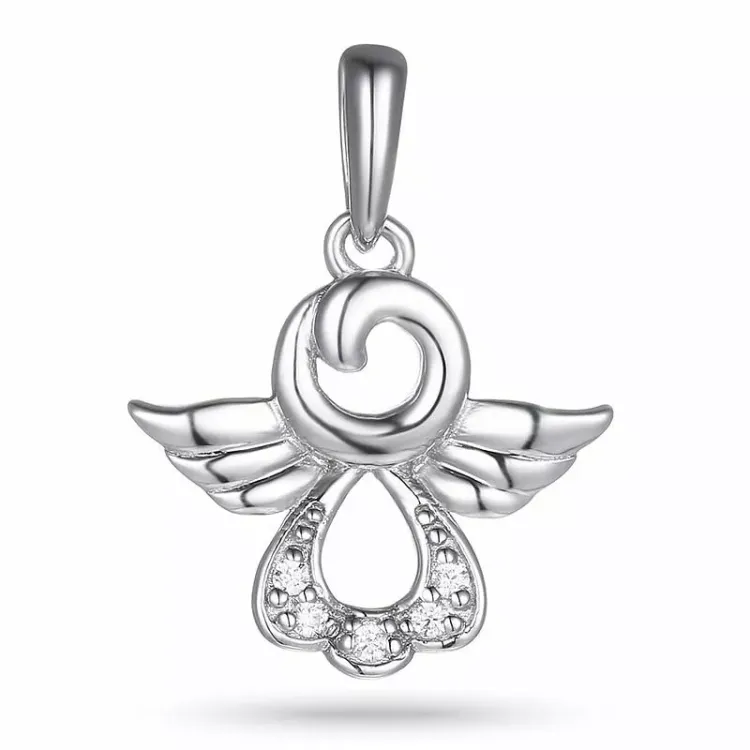 Abstract engel zirkoon hanger in zilver