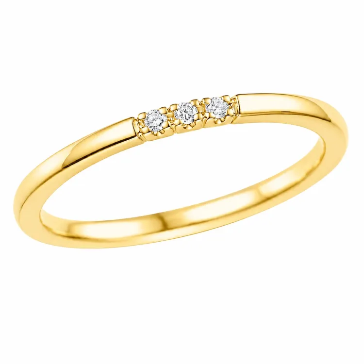 3 x 0,01 ct diamant ring in 9 karaat goud 0,03 ct