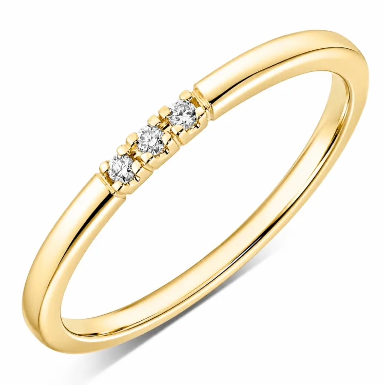 3 x 0,01 ct diamant ring in 9 karaat goud 0,03 ct