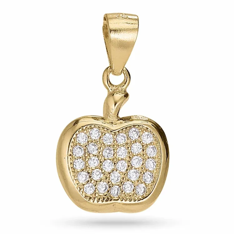 testsieraad appel hanger in verguld sterlingzilver