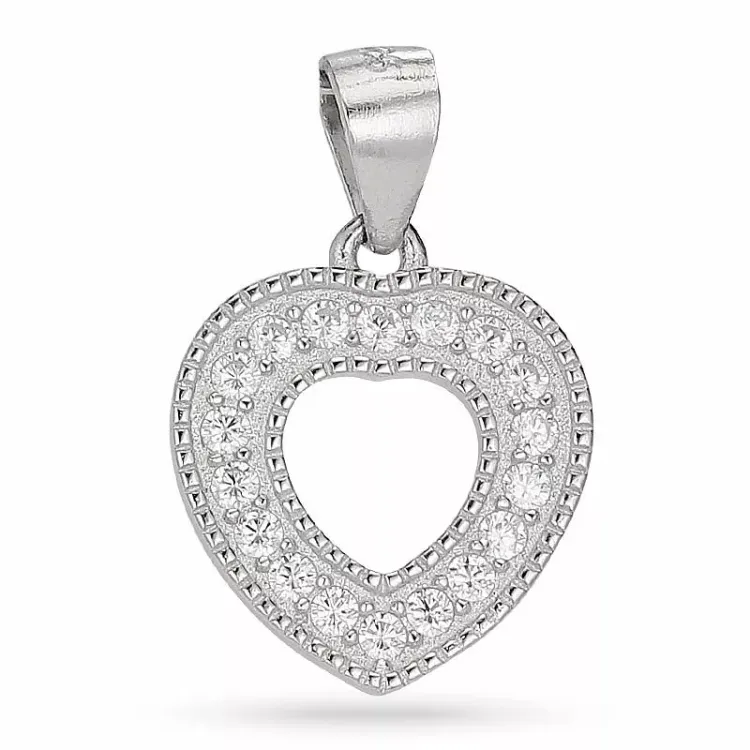 Testsieraad hart zirkoon hanger in zilver