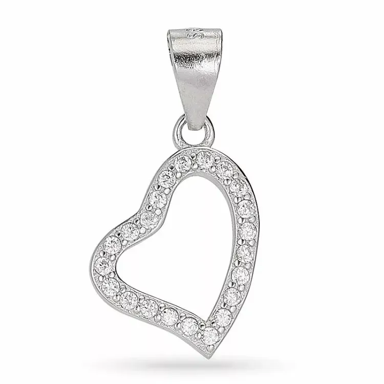 Testsieraad hart zirkoon hanger in zilver