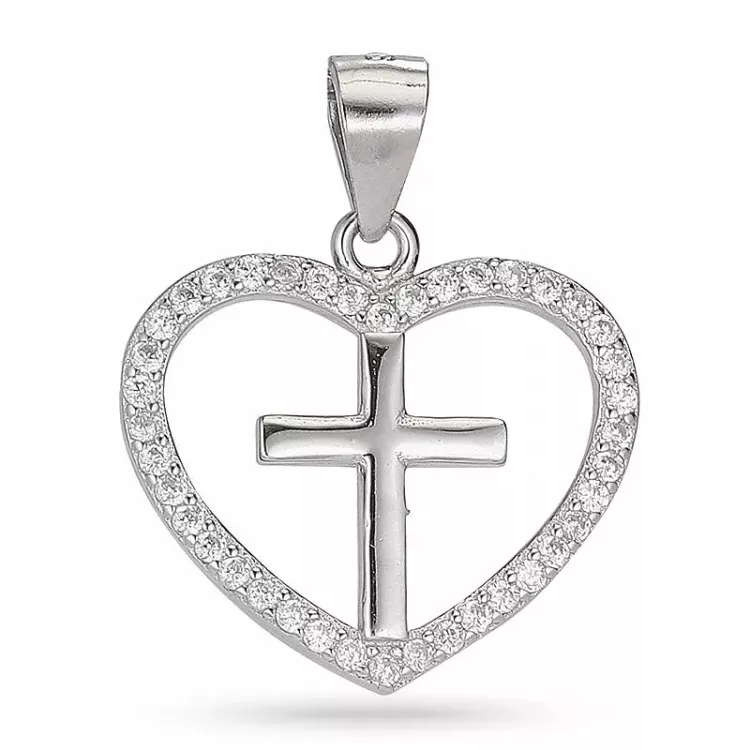 testsieraad kruis zirkoon hanger in zilver
