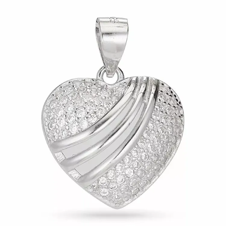 Testsieraad hart zirkoon hanger in zilver