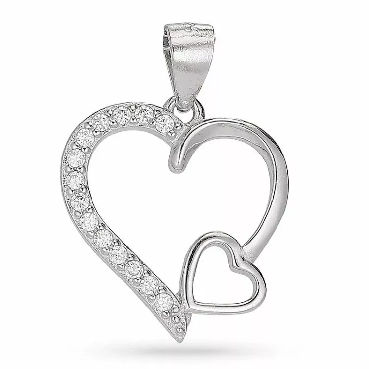 testsieraad hart zirkoon hanger in zilver