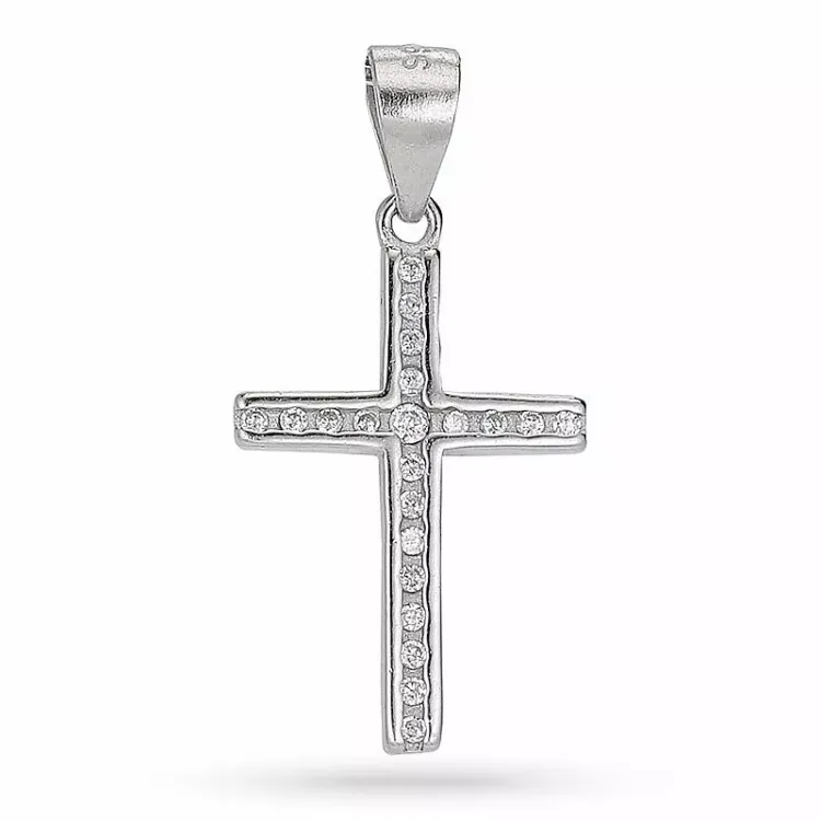 Testsieraad kruis zirkoon hanger in zilver