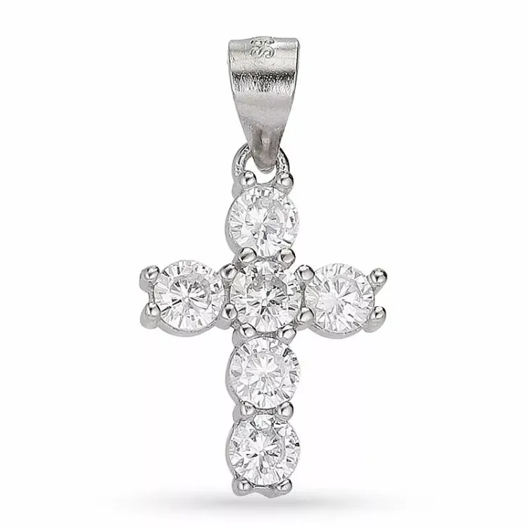 Testsieraad kruis zirkoon hanger in zilver