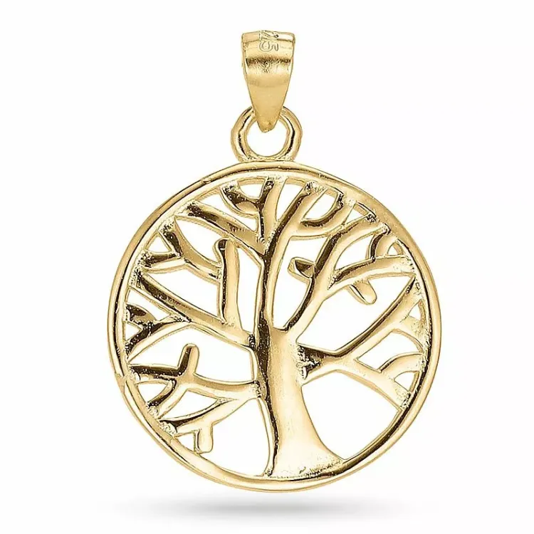 testsieraad boom van het leven hanger in verguld sterlingzilver