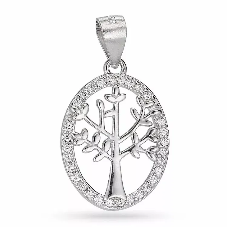 Testsieraad boom van het leven zirkoon hanger in zilver