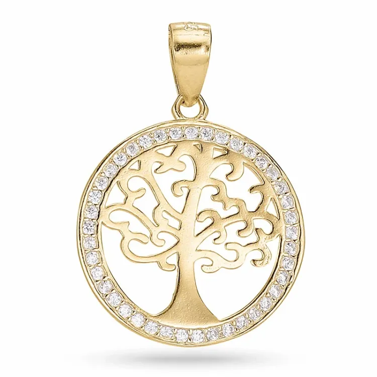 testsieraad boom van het leven hanger in verguld sterlingzilver