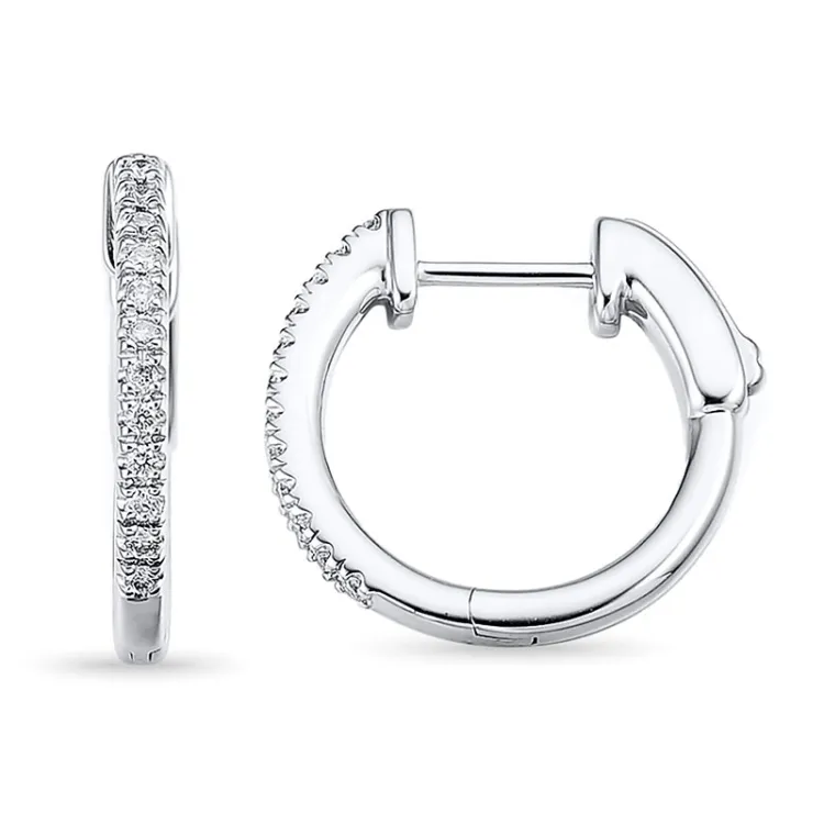 15 mm diamant creool in 14 karaat witgoud met diamant 