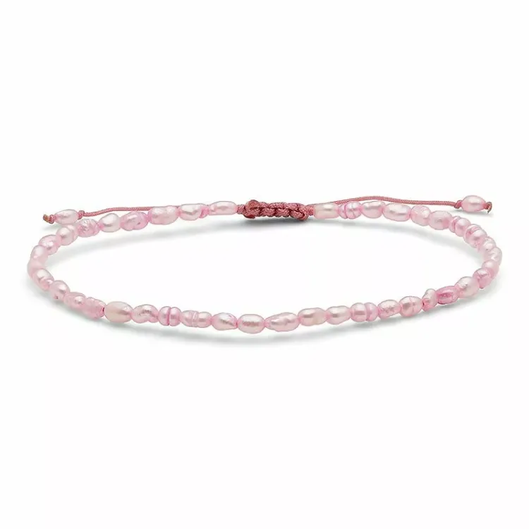 Echt roze parel armband met zoetwaterparel.