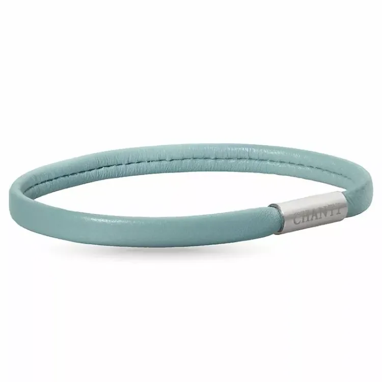 Plat groen magnetische armband in leer met staal slot x 6 mm