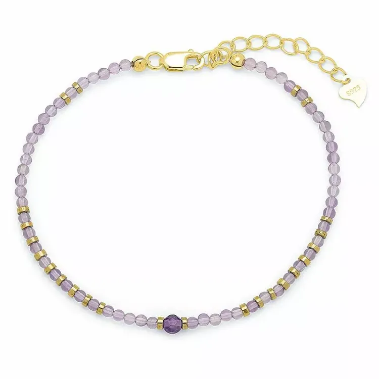 steen armband met amethist en hematite - Loom Stones