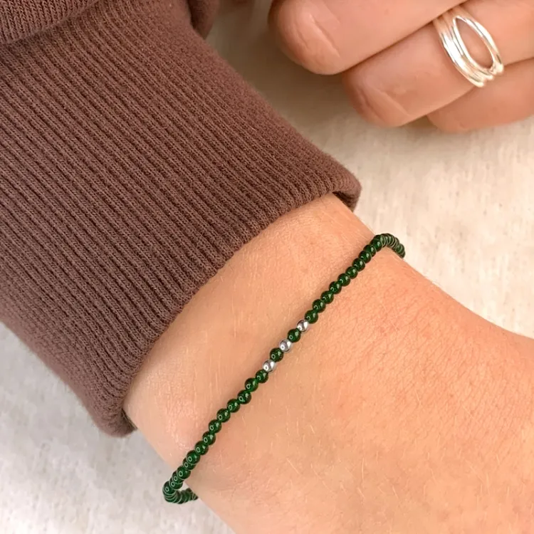 armband met steen en 3 hematite - Loom Stones