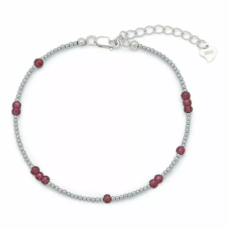 armband met hematite en granaat - Loom Stones