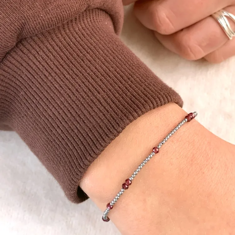 armband met hematite en granaat - Loom Stones