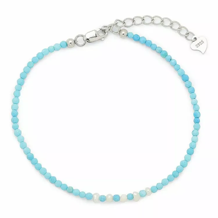 steen parel armband met synthetisch turkoois en zoetwaterparel - Loom Stones
