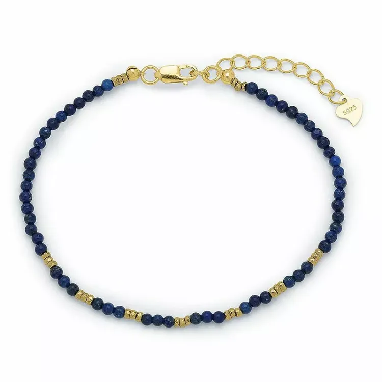 elegant donkerblauw armband met lapis lazuli en hematite - Loom Stones