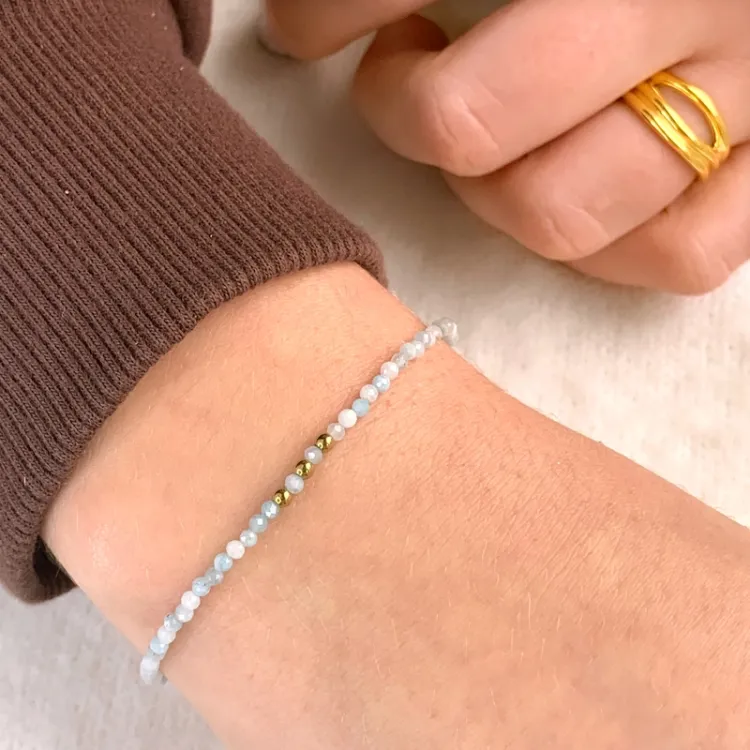 armband met aquamarijn en hematite - Loom Stones