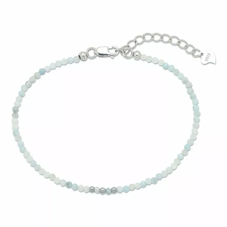 armband met aquamarijn en 3 hematite - Loom Stones