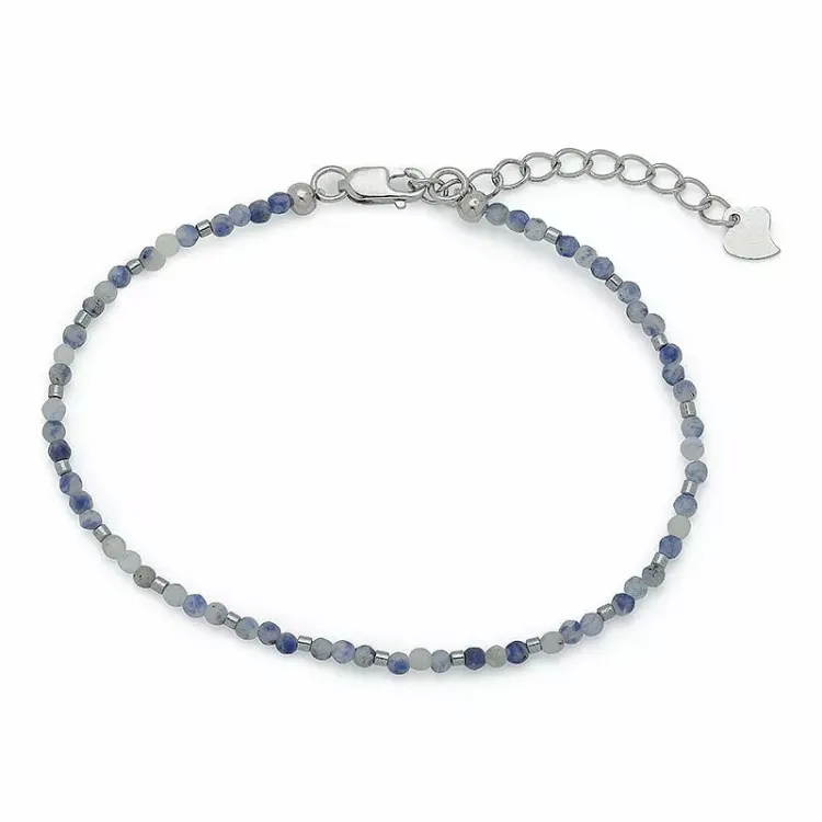 donkerblauw steen armband met sodalit en hematite - Loom Stones