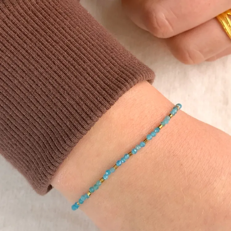 steen armband met apatiet en hematite - Loom Stones