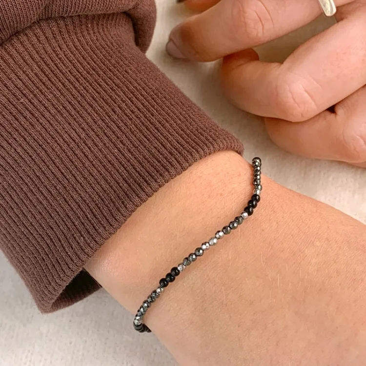armband met onyx en hematite - Loom Stones
