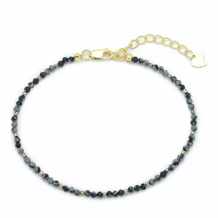 steen armband met obsidian en hematite - Loom Stones