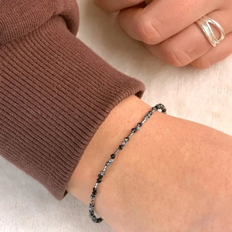 armband met obsidian en hematite - Loom Stones