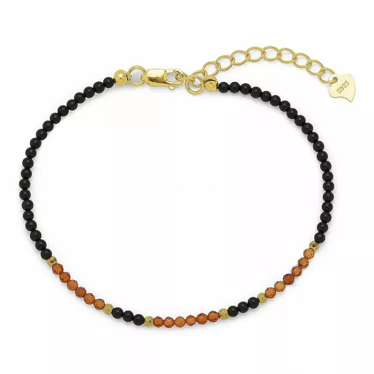 elegant armband met onyx en granaat en hematite - Loom Stones