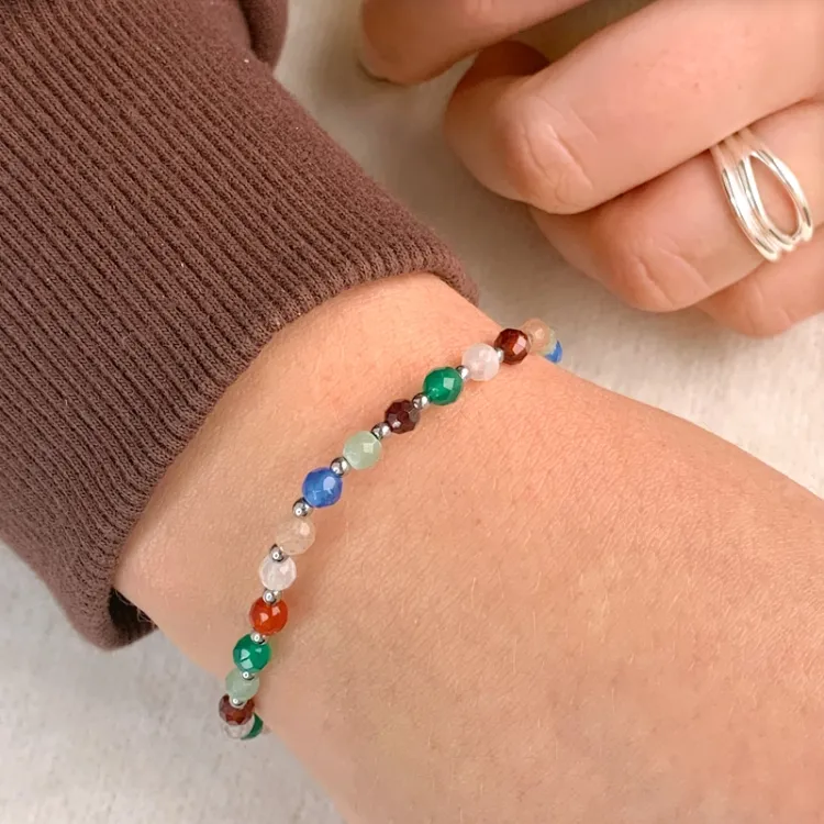 armband met hematite en steen - Loom Stones