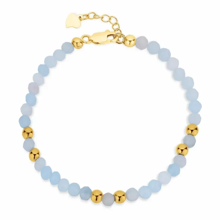 blauwe armband met aquamarijn - Loom Stones