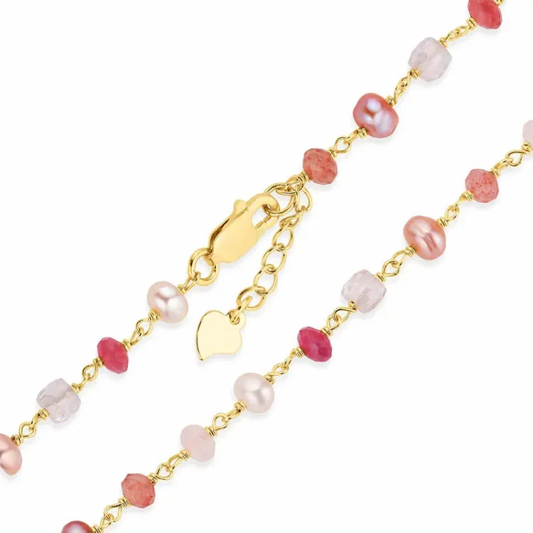 roze ketting in verguld sterlingzilver x 4,4 mm