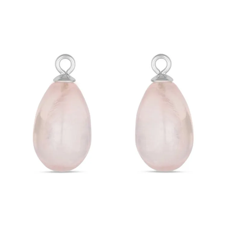 roze kwarts hangers voor oorbellen in zilver