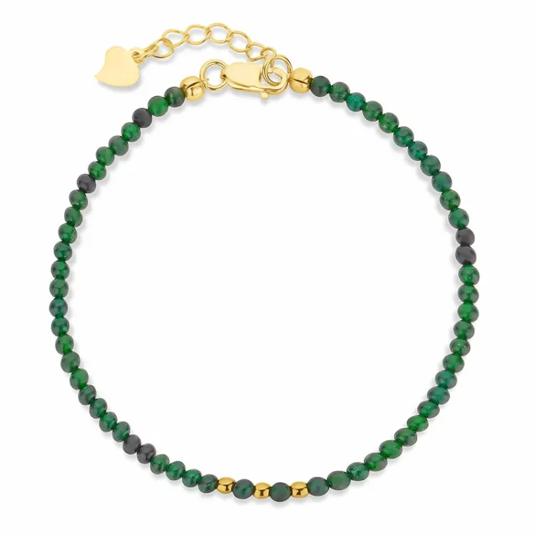 dunne armband met steen en 3 hematite - Loom Stones