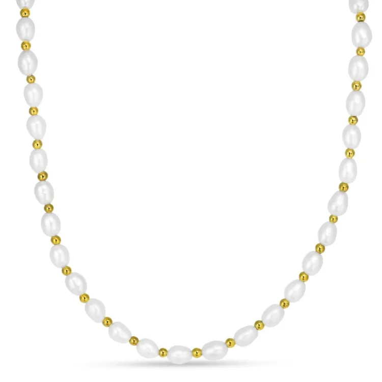 hematite ketting met zoetwaterparel