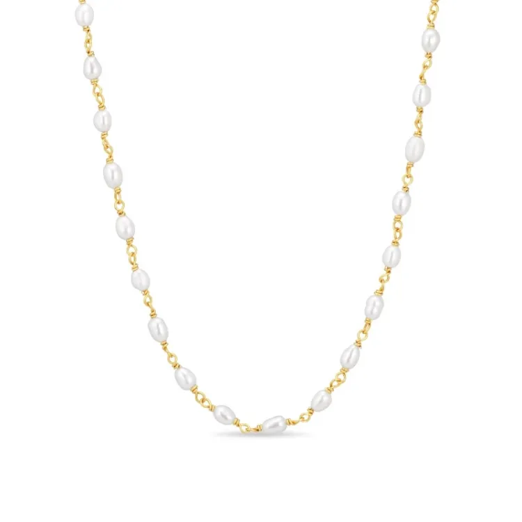 3 mm ketting met zoetwaterparel