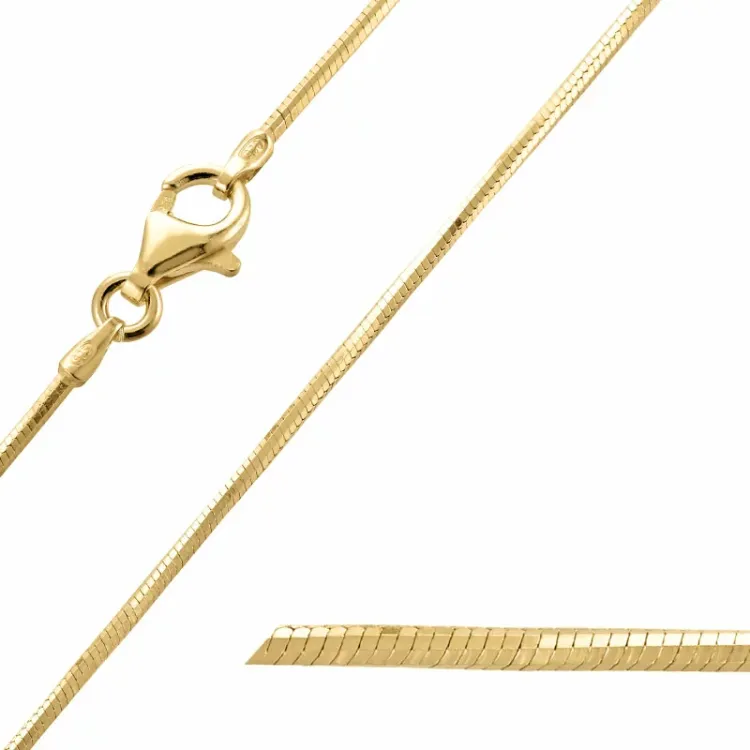 slangenketting in verguld sterlingzilver 45 cm x 1,2 mm