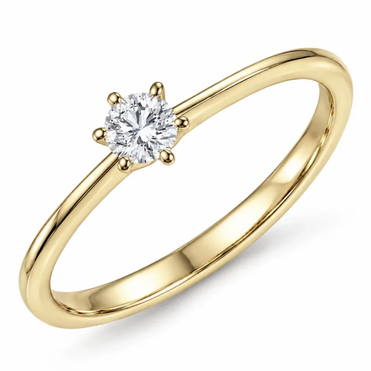 0,20 ct lab grown diamant solitaire ring in 9 karaat goud 0,20 ct