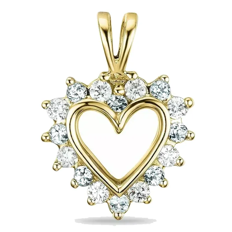 hart lab grown diamant hanger in 9 caraat goud 0,26 ct
