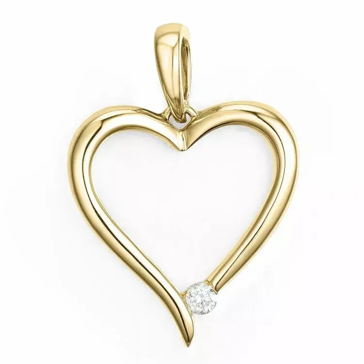 hart lab grown diamant hanger in 9 caraat goud 0,04 ct